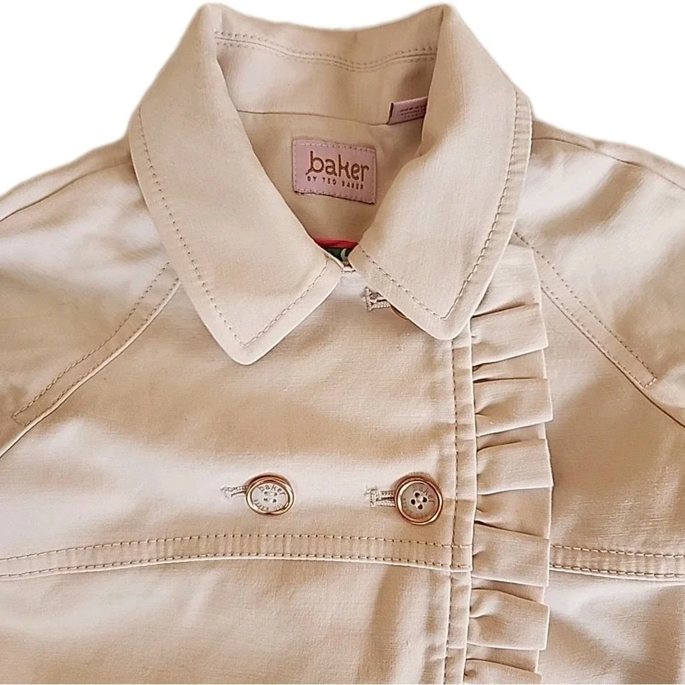 Baker by Ted Baker Toddler Girls Trench Coat Sz 12-18 M Pink Pastel Ruffle Event